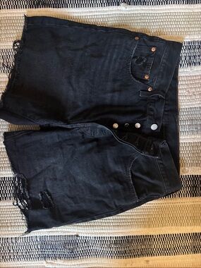 Levi's Black Distressed Denim Jean Shorts